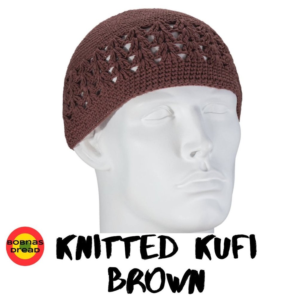 Knitted Men's Kufi Cap - Brown